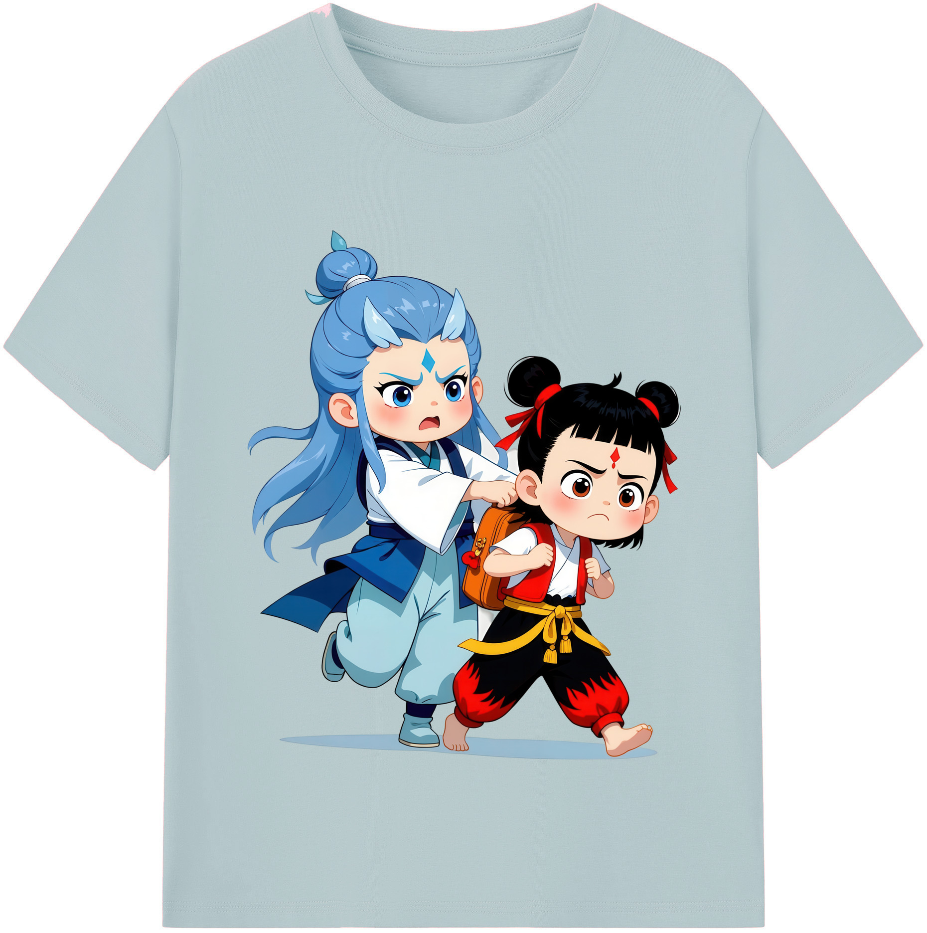 （画像用） Ne Zha 2 ナタ 魔童の大暴れ 綿100％半袖Tシャツ（フロントプリント）